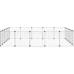 vidaXL 20-panels kæledyrsindhegning med låge 35x35 cm stål sort