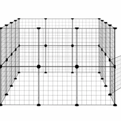 vidaXL 28-panels kæledyrsindhegning med låge 35x35 cm stål sort