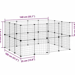 vidaXL 28-panels kæledyrsindhegning med låge 35x35 cm stål sort