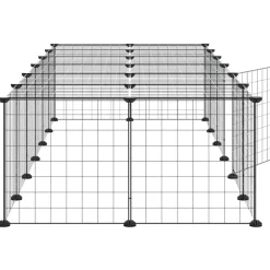 vidaXL 28-panels kæledyrsindhegning med låge 35x35 cm stål sort