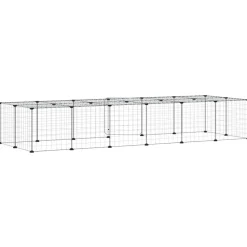 vidaXL 28-panels kæledyrsindhegning med låge 35x35 cm stål sort
