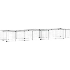 vidaXL 36-panels kæledyrsindhegning med låge 35x35 cm stål sort