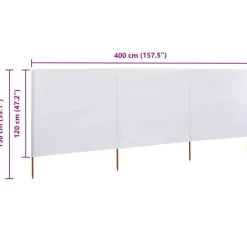 vidaXL 3-panels læsejl stof 400 x 120 cm hvid