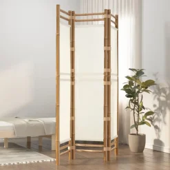 vidaXL 3-panels rumdeler 120 cm foldbar bambus og kanvas