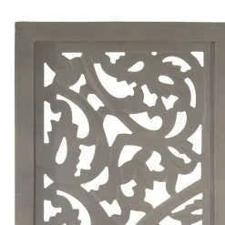 vidaXL 3-panels rumdeler håndskåret 120 x 165 cm massivt mangotræ grå