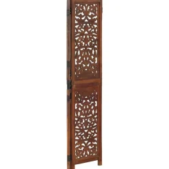 vidaXL 3-panels rumdeler håndskåret 120 x 165 cm massivt mangotræ brun