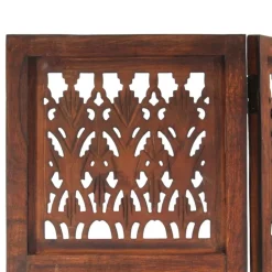 vidaXL 3-panels rumdeler håndskåret 120 x 165 cm massivt mangotræ brun