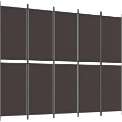 vidaXL 5-panels rumdeler 250x200 cm stof brun