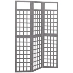 vidaXL 3-panels rumdeler/espalier 121x180 cm massivt grantræ grå