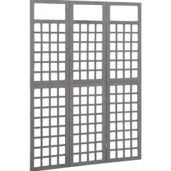 vidaXL 3-panels rumdeler/espalier 121x180 cm massivt grantræ grå