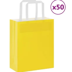 vidaXL papirposer 50 stk. med håndtag 18x8x22 cm gul