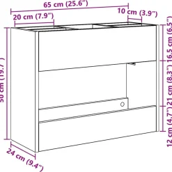vidaXL Parasolfod Gammelt træ 65 x 24 x 50 cm Konstrueret træ