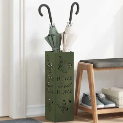 vidaXL Parasolfod med opbevaring Olivengrøn 15,5 x 15,5 x 49 cm Metal