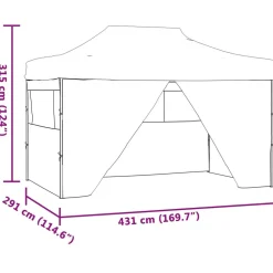 vidaXL Party Tent Antracit 291 x 431 x 315 cm Oxford stof