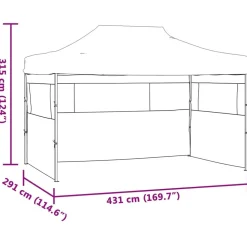 vidaXL Party Tent Antracit 291 x 431 x 315 cm Oxford stof