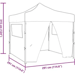 vidaXL Party Tent Antracit 291 x 291 x 315 cm Oxford stof