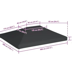 vidaXL pavillontopdække 310 g/m² 4 x 3 m grå
