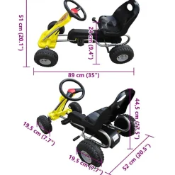 vidaXL pedal-gokart gul