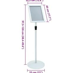 vidaXL Pedestal Plakatstand Sølv 33 x 33 x 126 cm PVC og Stål