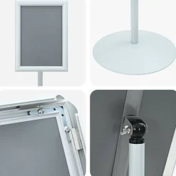 vidaXL Pedestal Plakatstand Sølv 33 x 33 x 126 cm PVC og Stål