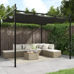vidaXL pergola med sammenrulleligt tag 295x292x230 cm antracitgrå