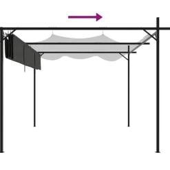 vidaXL pergola med sammenrulleligt tag 295x292x230 cm antracitgrå