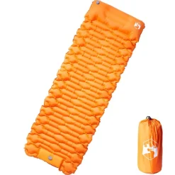 vidaXL 1-personers campingmadras med pude selvoppustelig orange