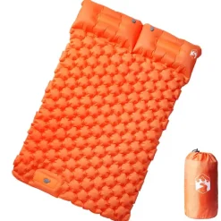 vidaXL 2-personers campingmadras med puder selvoppustelig orange