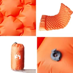 vidaXL 2-personers campingmadras med puder selvoppustelig orange