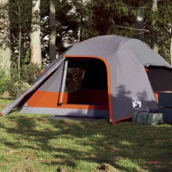 vidaXL 4-personers campingtelt vandtæt grå