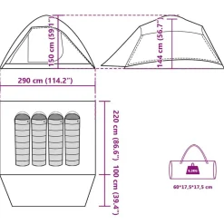 vidaXL 4-personers campingtelt vandtæt grå