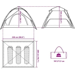 vidaXL 3-personers campingtelt kuppel quick-release grøn