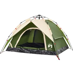 vidaXL 3-personers campingtelt kuppel quick-release grøn