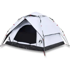 vidaXL 3-personers campingtelt kuppel quick-release mørklægning hvid