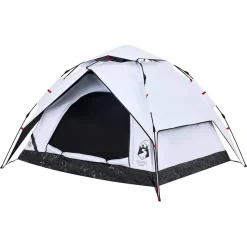 vidaXL 3-personers campingtelt kuppel quick-release mørklægning hvid