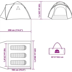 vidaXL 3-personers campingtelt kuppel quick-release blå