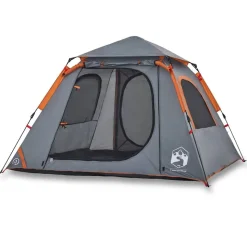 vidaXL 4-personers campingtelt kuppel quick-release grå og orange
