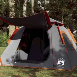 vidaXL 4-personers campingtelt kuppel quick-release grå og orange