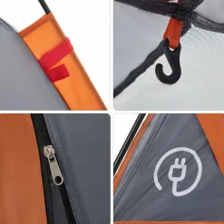 vidaXL 4-personers campingtelt kuppel quick-release grå og orange