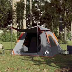 vidaXL 4-personers campingtelt kuppel quick-release grå og orange