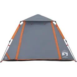 vidaXL 4-personers campingtelt kuppel quick-release grå og orange
