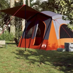 vidaXL 5-personers campingtelt vandtæt grå og orange