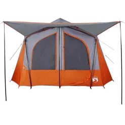 vidaXL 5-personers campingtelt vandtæt grå og orange