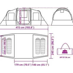 vidaXL 4-personers campingtelt vandtæt olivengrøn
