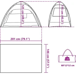 vidaXL 2-personers campingtelt vandtæt quick-release grå