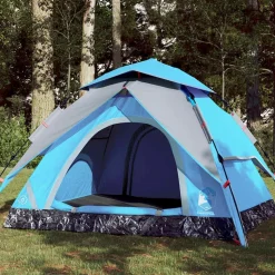 vidaXL 3-personers campingtelt kuppel quick-release blå