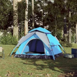 vidaXL 3-personers campingtelt kuppel quick-release blå