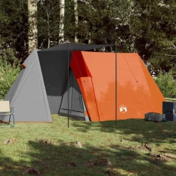vidaXL 3-personers campingtelt vandtæt grå og orange