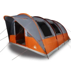 vidaXL 5-personers campingtelt vandtæt grå og orange