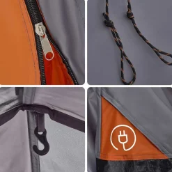 vidaXL 3-personers campingtelt kuppel quick-release grå og orange